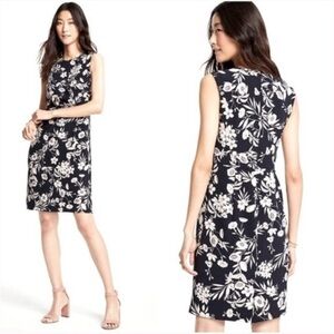 Ann Taylor Women’s Navy Blue Blush Pink Floral Dress Size 8 Petite